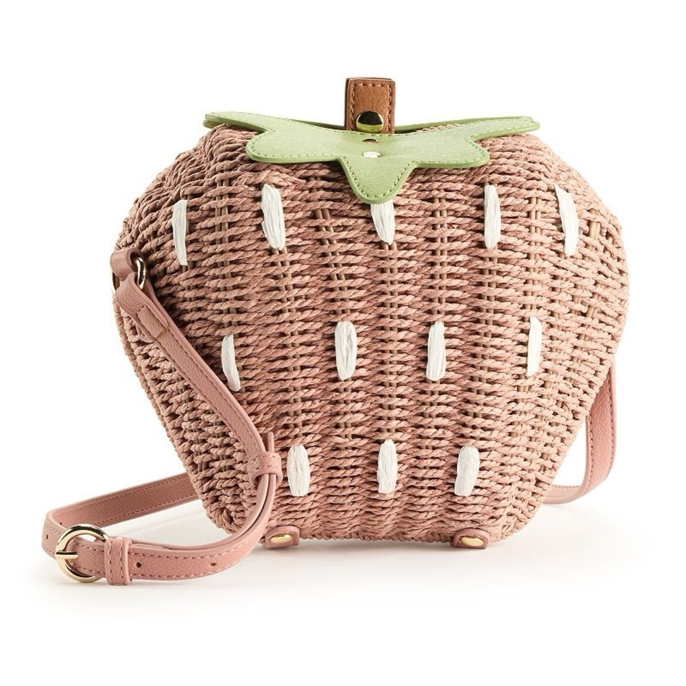LC Lauren Conrad Strawberry Wicker Crossbody Purse